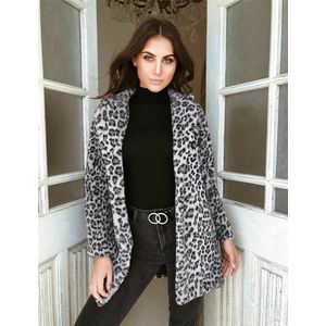 HIRIGIN Winter Jas Vrouwen Jas Faux Fur Uitloper Warme Fleece Jas Animal Print Streetwear Vrouwen Vest Luipaard Outwears