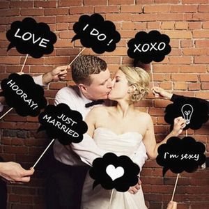 10 Stks/set Black Wedding Handheld Foto Props Grappige Bubble Doos Masker Photobooth Foto Accessoires Bruiloft Feestartikelen