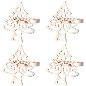 4 Stuks Servet Gespen Kerstboom Shape Lichtmetalen Servetringen Voor Diner Tafel Decoratie Accessoires