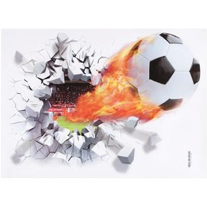 Decoratie Afvuren Voetbal Through Kamer Muurstickers Voor Kinderen Home Decals Voetbal Funs 3d Muurschilderingen Sport Game Pvc Poster