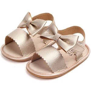 Brand Leuke Pasgeboren Baby Baby Meisjes Strik Prinses Schoenen Peuter Zomer Sandalen Pu Antislip Rubber Shoessize 0-18M