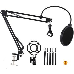 Desktop Microfoon Stand Suspension Boom Scissor Arm Stand Met 3/8-5/8 Schroef/Shock Mount / Filter/Clip/Kabelbinders