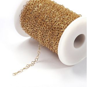 2M Breedte 4Mm Goud Kleur Rvs Ketting Kettingen Voor Diy Sieraden Maken Bevindingen Handgemaakte Materialen Bulk Chain