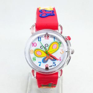 5 Kleuren Cartoon Gloeiende Kinderen Horloge Led Knippert Vlinder Sport Kids Horloge Voor Meisjes Student Kerst Licht Klok