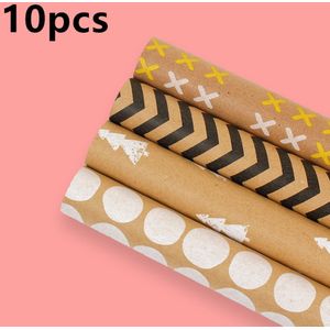 10pcs Retro Kraft Papers Cadeaupapier Papers Jaar Kerst Cadeaupapier Roll voor Decoratie