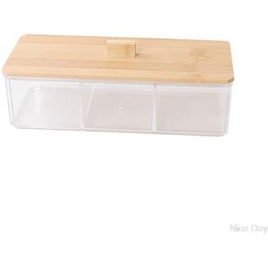 Up Wattenschijfjes Wattenstaafje Opslag Bin Cosmetica Organizer Box Met Bamboe Cover C63B