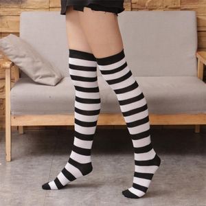 Over De Knie Zwart Wit Blauw Rood Lange Streep Japanse Cartoon Strakke Hoge Sokken Vrouwen Meisje Cosplay Lolita Student Kawaii Sockings