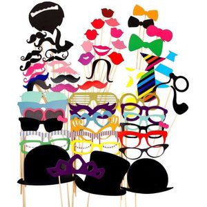 76 Stks/set Fun Bruiloft Decoratie Photo Booth Props Diy Snor Lippen Glazen Masker Photobooth Accessoires Bruiloft Feestartikelen