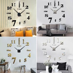 Moderne Cijfers Letters 3D Wandklok Sticker DIY Woonkamer Art Opknoping Decor verkoop