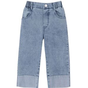 2022 Lente Meisjes Mode Comfortabele Jeans Koreaanse Versie Kids Wijde Pijpen Broek Baby Casual Broek Boutique Kids Kleding