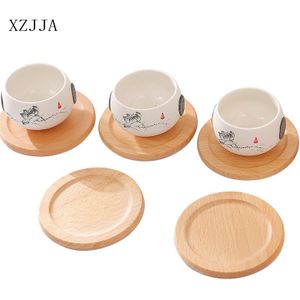 XZJJA 9*9CM Ronde Servies Kleine Houten Plaat Keuken Dessert Schotel Massief Hout Snack Lade Thuis Trinket Gerechten cup Kussen