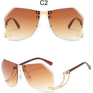 Onregelmatige Randloze Zonnebril Vrouwen Aluminium Frame Oversized Gradiënt Zonnebril Mode Vrouwelijke Clear Shades