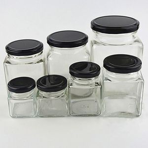 10 stuks Glazen Pot Honing Jar Vierkante HexagonTransparent Huis Opslag Lege Flessen Voor Moer Suger Bus Tank Ingeblikt Glas Jam jar