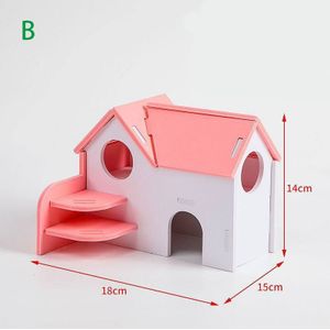 Hamster Kleur Houten Kasteel Villa, Poppenhuis Accessoires Speelgoed, Kleine Hamster Cavia Houten Leuk Speelgoed