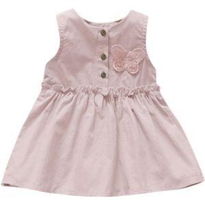 Peuter Kids Baby Meisje jurk Solid Mouwloze Vlinder Kinderen Jurk met knop Zomerjurk Prinses Jurken Vestidos Robe Fille