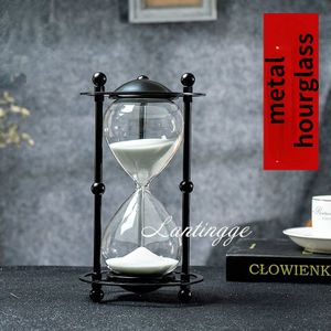 1Pc Retro Metal Frame Empty Hourglass Sandglass Sand Timer for Office Home Room Decor Birthday Christmas Novelty Prize