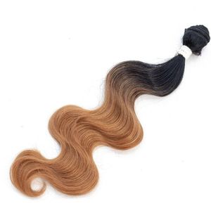 Miss Rola Ombre Haar Bundels Synthetisch Haar Extensions Body Wave Bundels T1B-27 6 stks 18-22 ''Haar Weeft met Gratis Sluiting