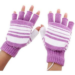 Mannen Vrouwen USB Verwarmde Handschoenen Mitten Winter Warm Volledige Half Vinger Gebreide Wol Hand Wasbaar