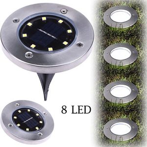 8 Led Zonne-energie Lichten Outdoor Grond Lichten IP68 Waterdichte Solar Tuinverlichting Schijf Verlichting Landschap Lichten