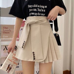 Tigena Leuke Mini Rok Vrouwen Mode Zomer Koreaanse School Een Lijn Hoge Taille Plooirok Vrouwelijke Dames Met Riem rits