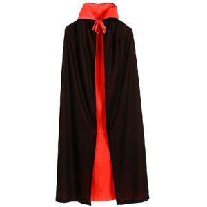Halloween Kostuums Voor Jongens En Meisjes Mannen Kraag Of Hooded Death Vampier Mantel Cape Gown Rood Zwart 2 Side Wear party Robe
