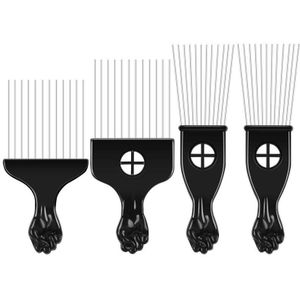 4 Pcs Pick Kam Afro-amerikaanse Haar Borstel Metalen Haarkleuring Kappers Kammen Styling Tool