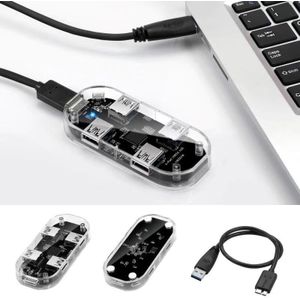 Usb Hub Transparante USB3.0 Adapter 4 Port Usb Combo Tf Sd Kaartlezer All In One Voor Pc/Laptop