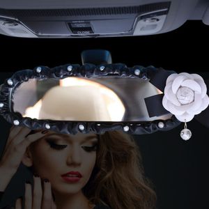 Auto Achteruitkijkspiegel Sets Camellia Kristal Diamant Auto Achteruitkijkspiegel Sets Van Po Huid Materiaal