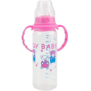 250ML Baby Fles Roze Blauw Baby Melk Sap Water Zuigfles Water Standaard Kaliber PP Zuigfles