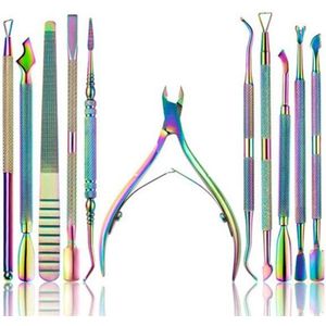 Huidtang Ingegroeide Nagel Kit Cuticle Pusher Driehoek Gel Nagellak Remover Nail Cleaner Tool Vork Nagelvijl Lifter