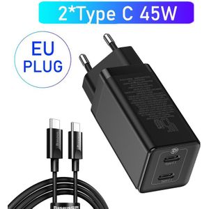 Baseus Gan Lader 45W Pd Usb Charger Quick Charge 4.0 3.0 Dual Usb Telefoon Oplader Forip Voor Huawei Mate 10 Voor Samsung Laptop