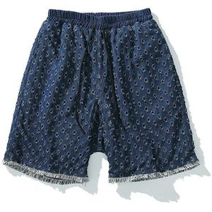 Originele Gat Denim Shorts High Street Rough Losse Trekkoord Harajuku Vijf-Point Broek Wijde Pijpen Trekkoord Jeans shorts