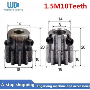 1 Pcs Spur Gear Pinion 10T 10 Tanden Mod 1.5 M = 1.5 M Boring 6/8 Mm rechts Tanden 45 # Staal Positieve Gear Cnc Tandheugel