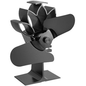 Zwart 4-Blade Warmte Aangedreven Houtkachel Fan met Temperatuurmeter Ultrastille Haard Ventilator voor Efficiënte warmte Distr