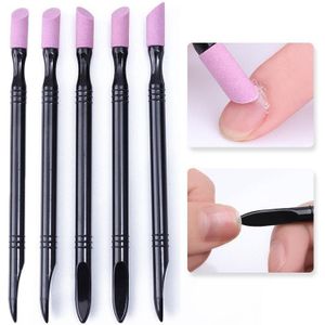5 Pcs Scrub Cuticle Remover Pen Nail File Set Quartz Steen Polish Pusher Trimmer Tool Voor Nagels Gereedschap Kit