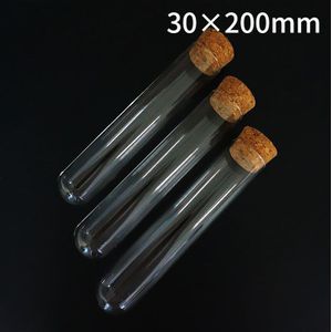 6 Stks/partij 30X200Mm Transparant Glas Ronde Bodem Reageerbuizen Met Kurk Voor School/Laboratorium Glaswerk