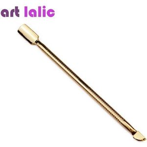 1 Pcs 2 Way Goud Kleur Cuticle Pusher Remover Manicure Cuticle Lepel Nail Art Dode Huid Remover Pusher Tip