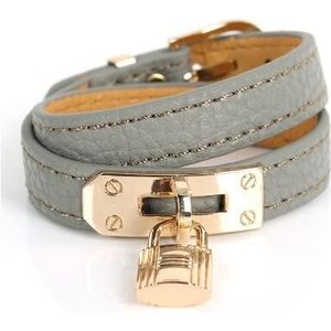 Punk Stijl Goud Stalen Lock Charms Bangle 9 Kleuren Stijl Lederen Manchet Armband Armbanden Voor Vrouwen