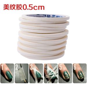 Wit 0.5Cm * 17M Nail Art Tape Rolls Nagels Decoratie Gids Tips Diy Stickers Manicure Streep Gereedschap