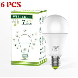 1/2/3/4/5/6/7/8/10pcs E27 LED lamp RGB 7W Bluetooth Wifi APP Controle Smart Lamp RGBWW LED Lamp Werken met Google Home Alexa