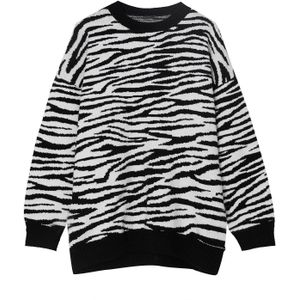 Mannen Herfst Winter Zebra Streep Trui Mannelijke Vrouwen Streetwear Hip Hop Casual Losse Trui