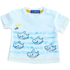 Baby Boy Korte Mouwen T-shirts Cartoon Bebe Top Baby Shark Gedrukt Baby Tee Kids Kleding Mode Katoenen Witte Kleding 1-6 Maanden
