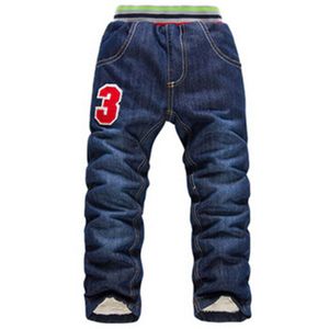 6-10 jaar Jongens Winter Jeans Kinderen Vijf Ster Warme Thermische Katoenen Broek Kinderen Dikker Plus Fluwelen denim Broek