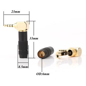 2 Pcs HP104 Stereo 2.5 Mm Trrs 4 Pole Haakse Hoofdtelefoon Jack Plug Kabel