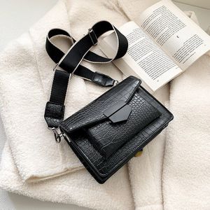 Mini Handtassen Vrouwen Mode Ins Ultra Fire Retro Brede Schouderriem Messenger Bag Purse Eenvoudige Stijl Crossbody Tassen