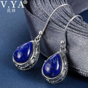 V. Ya Echte 925 Sterling Zilveren Sieraden Water Oorbellen Voor Vrouwen Natuurlijke Lapis Lazuli Oorbellen Vrouwelijke Brincos