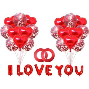 30Pcs Set I Love You Wedding Valentijnsdag Party Decoratie Ballonnen Hartvormige Aluminiumfolie Confetti Festival levert