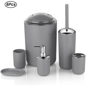 6 stuks Badkamer Accessoires Set Tandenborstelhouder Cup Zeepdispenser Schotel Toiletborstel Prullenbak voor Badkamer Washroom Accessoires