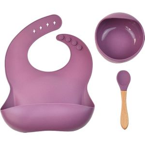 3Pcs Baby Servies Set Pasgeboren Slabbetjes + Diner Plaat + Lepel Set Waterdichte Food Grade Siliconen Feeding Speeksel Handdoek kinderziektes