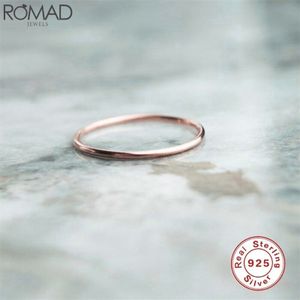 Minimalisme 925 Sterling Zilveren Ringen Voor Vrouwen Rose Gold Finger Rings Meisje Kabel Lijn Anillos Vrouwelijke Dainty Ringen R5